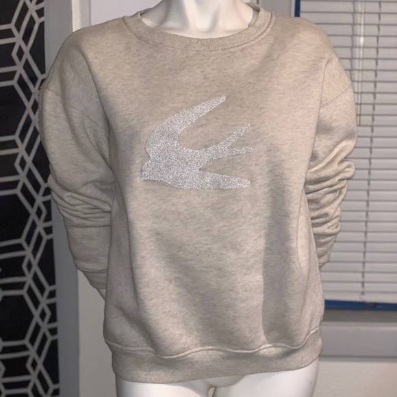 Alexander McQueen McQ sweatshirt in a beige color with a glittery swallow emblem